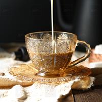 Gambar Gelas Cangkir Teh Kopi Emboss Sunflower Romantico Dengan Tatakan - Amber dari Jen Kopi undefined 1 Tokopedia