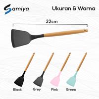 Gambar spatula silikon gagang kayu tahan panas / alat masak sodet silicon - SPATUL RED dari samiya jaya undefined 2 Tokopedia