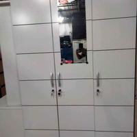 Gambar B Stylish Furniture Lemari Pakaian 3 Pintu Putih Minimalis Kaca cermin 3P KM W 1118 x D 430 x H 1800 MM dengan model Modern untuk penyimpanan baju dari PJE BALI RETAIL undefined 3 Tokopedia