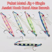 Gambar Metal Jig Glow In The Dark + 2 Set Single Jigging Assist Hook Cumi GID - #1 Pink, 60gr dari MeJig Fishing undefined 3 Tokopedia
