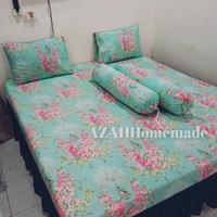 Gambar Sprei 180x200 Set Bantal Guling Motif Bunga - 2 Sarung Guling dari AZAHHomemade Sprei undefined 1 Tokopedia