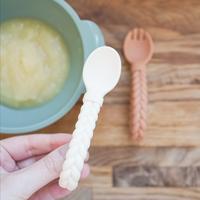 Gambar itzy ritzy | sweetie spoon - silicone baby fork & spoon set - amethyst dari bebelou ID undefined 3 Tokopedia