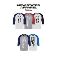 Gambar (Part2) Kaos Polos New States Apparel Raglan 3/4 7260 - S, WHITE RED dari CITITEX TEBET undefined 3 Tokopedia