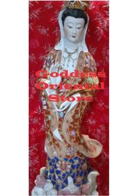 Gambar Patung antique keramik timbul Dewi kwan im guan yin membawa ruyi lucky dari Goddess Oriental Store undefined 1 Tokopedia