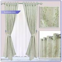 Gambar Gorden semi blackout motif bunga teratai gorden pintu dan jendela - Hijau, L 140 x T 200 dari Home_Gordyn undefined 2 Tokopedia