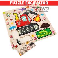 Gambar Mainan Edukasi Anak Puzzle Kayu Mobil Pengeruk Konstruksi Excavator dari Toylogy undefined 1 Tokopedia