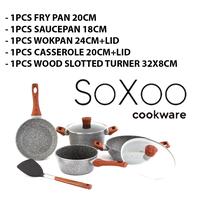 Gambar SOXXO Marble Complete Set 7pcs FRY WOK SAUCE PAN CASSEROLE TURNER +LID dari Jawa Electrik undefined 2 Tokopedia