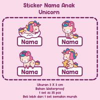 Gambar Sticker Label Nama Custom Unicorn - Non Waterproof dari KR World Official undefined 1 Tokopedia