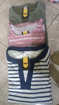 Gambar Kaos Lengan Panjang Wanita Branded / Kaos V neck Lengan Panjang Wanita - Navy stripe, XS dari BARIZCO undefined 5 Tokopedia
