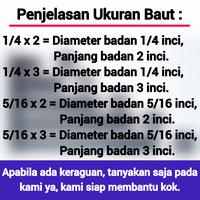 Gambar Baut Mur 3/8 x 8 Baut 14 Baut Kunci 14 Baut Inci Hex Drat Kasar dari PUSATBAUT undefined 3 Tokopedia