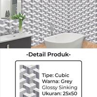 Gambar Keramik Dinding Glossy Motif Pola Elysium Cubic Grey 25x50 dari Home Material Official undefined 2 Tokopedia
