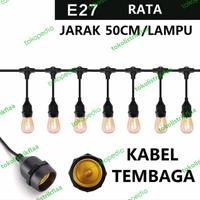 Gambar KABEL FITTING GANTUNG LAMPU OUTDOOR 5M RENTENG HIAS CAFE INDOOR BOHLAM - 50cm / lampu dari Toko Flaa undefined 2 Tokopedia
