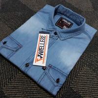 Gambar kemeja Jeans Pria/Kemeja denim Kasual lengan pendek - foto ke-1, L dari dicksurvive_store undefined 4 Tokopedia