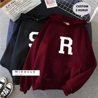Gambar Sweater Hoodie Couple / Jaket Pasangan CUSTOM 2 HURUF INISIAL BESAR - Hitam, S (LD 100CM) dari Miracle-Gallery undefined 1 Tokopedia