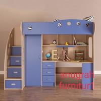 Gambar tempat tidur anak tingkat bawah lemari dan meja belajar sayang anak - Putih dari anugrah furnitur1 undefined 4 Tokopedia
