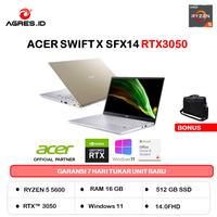 Gambar Acer Swift X SFX14 Ryzen 5 5600 16GB 512ssd RTX3050 W10+OHS 14"FHD - Gold dari AGRES ID undefined 1 Tokopedia