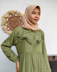 Gambar Riska Gamis Rayon Polos Semi Twill/ Riska Dress Rayon - Army, All Size dari syafa butiqe undefined 4 Tokopedia