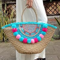 Gambar tas rotan handmade bali tas kerajinan bali pompom pantai - Kuning dari mozzare shop undefined 1 Tokopedia