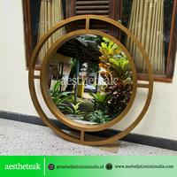 Gambar CERMIN DINDING BULAT / BUNDAR KAYU MINIMALIS GOLD ANTIK - D100cm dari Aestheteak undefined 1 Tokopedia