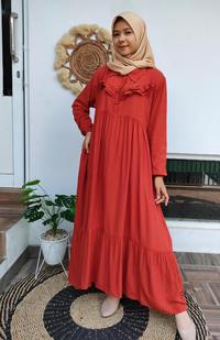 Gambar Riska Gamis Rayon Polos Semi Twill/ Riska Dress Rayon - Army, All Size dari syafa butiqe undefined 5 Tokopedia