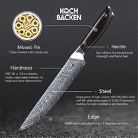 Gambar TURWHO Premium 8" Japanese Style Damascus Carving Knife w/Ebony Handle - Asahan2000/4000 dari Koch&Backen undefined 4 Tokopedia
