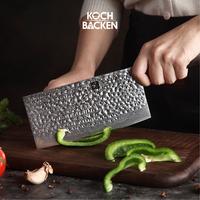 Gambar XINZUO Prem 7”Japanese Style Damascus Chopping Knife Brown Handle - Telenan Kayu dari Koch&Backen undefined 5 Tokopedia