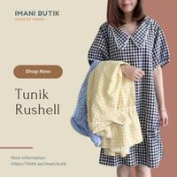 Gambar Imani Butik | Fashion Wanita Tunik Rushell Model Kotak Kancing Katun Cantik Atasan Linen Casual Flannel Panjang Baju Terusan Dress Oversize Midi Muslim Tunik Wanita Kekinian - Hitam, S dari Butik Imani Bandung undefined 3 Tokopedia