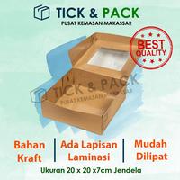 Gambar Box Kraft Kemasan Roti Kue Cake Brownies Dus Coklat 20x20x7 Window dari TickandPack undefined 2 Tokopedia