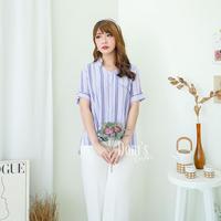 Gambar Domscorner - Yumi collar stripe blouse - kemeja berkerah kancing dari domscorner.collection undefined 4 Tokopedia