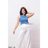 Gambar Tank Top Polos Biru Bahu Lebar Inner Blazer Tanktop Fiona Teal - M dari Jane Collection undefined 3 Tokopedia