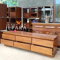 Gambar ALEXA Meja Tv Kayu Jati Model Minimalis - INTERIOR JEPARA - P 200 cm dari Interior Jepara undefined 5 Tokopedia