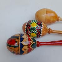 Gambar Alat musik marakas shaker telur stik kayu lukis mainan anak - Lukis, Panjang 12cm dari MadeSukawati undefined 3 Tokopedia