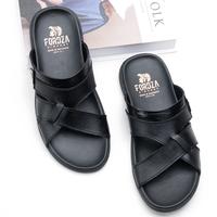 Gambar Sandal Pria Kulit Asli Casual Sendal Slop Anti Slip Flip Flop Original - Cokelat, 39 dari FourText undefined 4 Tokopedia