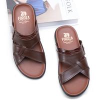 Gambar Sandal Pria Kulit Asli Casual Sendal Slop Anti Slip Flip Flop Original - Cokelat, 39 dari FourText undefined 5 Tokopedia