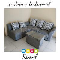 Gambar Sofa L SUEDE • sudut pisah • selonjor • Suzy optional kiri kanan - dengan meja dari FURNICO.ID undefined 5 Tokopedia