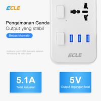 Gambar ECLE Power Strip Stop Kontak 3 Power Socket 3 Smart USB Port - Putih dari ECLE Official Store undefined 5 Tokopedia