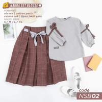 Gambar cuci gudang baju setelan anak perempuan naura set blouse hoofla - NSB 02 Maroon, XL dari Tiasafashion undefined 2 Tokopedia