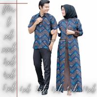 Gambar batik couple sarimbit gamis kemeja pendek bintang biru aneka kencana - M, Gamis dari Batik Bathi Le undefined 1 Tokopedia