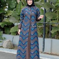 Gambar batik couple sarimbit gamis kemeja pendek bintang biru aneka kencana - M, Gamis dari Batik Bathi Le undefined 3 Tokopedia