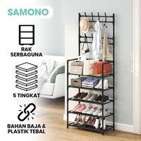 Gambar SAMONO SSR004 Rak Sepatu 3 in 1 Shoe Rack 5 Susun Serbaguna Anti Karat - Hitam dari Akar Jaya Communication undefined 1 Tokopedia