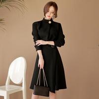 Gambar DRESS KOREAN WANITA DAEGU KOREAN STYLE VINTAGE MIDI CASUAL DRESS POLOS - Hitam dari Fashionisty shop undefined 3 Tokopedia
