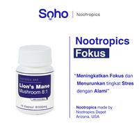 Gambar Lion's Mane 8:1 10 Kapsul Meningkatkan Fokus, Imun & Mengurangi Stress dari Soho Nootropics undefined 1 Tokopedia