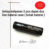 Gambar Baterai AWT 18650 ORIGINAL Hitam 3400mah batrei battery batre charger - 1 pcs dari verzeawholesale undefined 3 Tokopedia