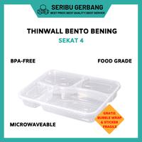 Gambar THINWALL BENTO SEKAT 4 BOX KOTAK MAKAN PLASTIK TRAY BEKAL CATERING - FLAT BENING dari Seribu Gerbang undefined 1 Tokopedia