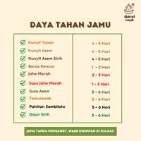 Gambar JAMU 1000ML BOTOL REGULER DJAMPI SAYAH/JAMU TRADISIONAL/HERBAL DRINK - BERAS KENCUR, LESS SUGAR  dari Djampi Sayah undefined 4 Tokopedia