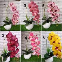Gambar Rangkaian anggrek latex pot jumbo 1 tangkai bunga artificial pajangan dari Halimah Grosir Bandung undefined 2 Tokopedia