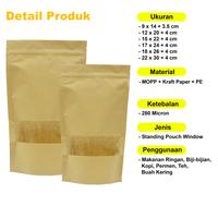 Gambar Standing Pouch Kraft Paper Bag Cokelat Window Kemasan Klip 12x20 cm - Uk 12 x 20 cm dari ARR Store Indonesia undefined 3 Tokopedia