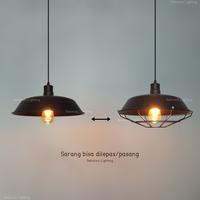 Gambar Lampu gantung hias industrial kap 35cm + sarang hitam resto cafe - Diameter 35cm, 4Pcs Lampu dari DEKORASI LIGHTING undefined 4 Tokopedia