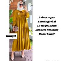 Gambar GAMIS MIDI DRESS/ DRESS MIDI KATUN RAYON LD 110 115 120 - HIjau Lemon, All Size dari Jafa_Oficial undefined 3 Tokopedia