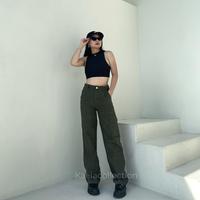Gambar Olea Jeans in Dark Green Army - Highwaist Cargo Army Jeans - S dari Kaela Collection undefined 4 Tokopedia